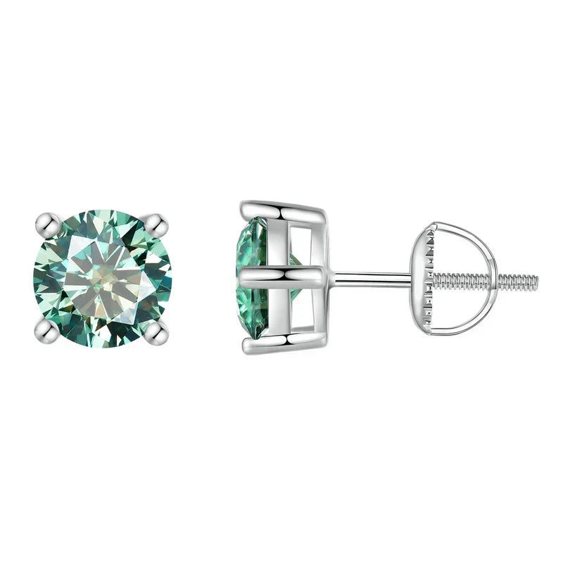 Green Moissanite Earrings for Women Solid 925 Sterling Silver Heart Prong 2CTTW VVS1 Lab Diamonds Wedding Jewelry