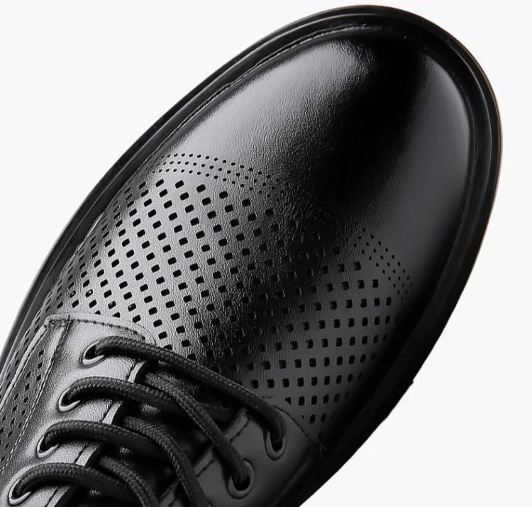 Men's Soft Leather Sandals Business British Style Perforated Breathable Non-Slip Suit Wedding Dress Shoes Summer