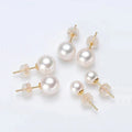 Real 18K Gold Earrings for Women Pure AU750 Natural Freshwater Pearl Earrings Simple Fashionable Fine Jewelry Gift