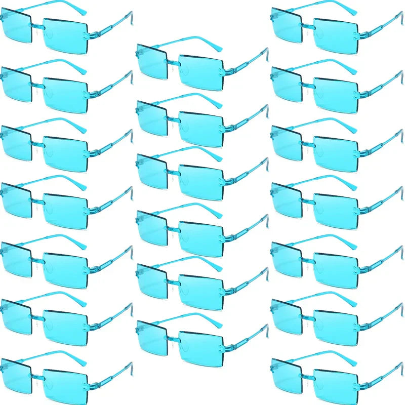 20 Pcs Per Set Rimless Rectangle Sunglasses Fashion Gradient Ocean Lenses Shades Ins Trendy Beach Vacation Sun Glasses
