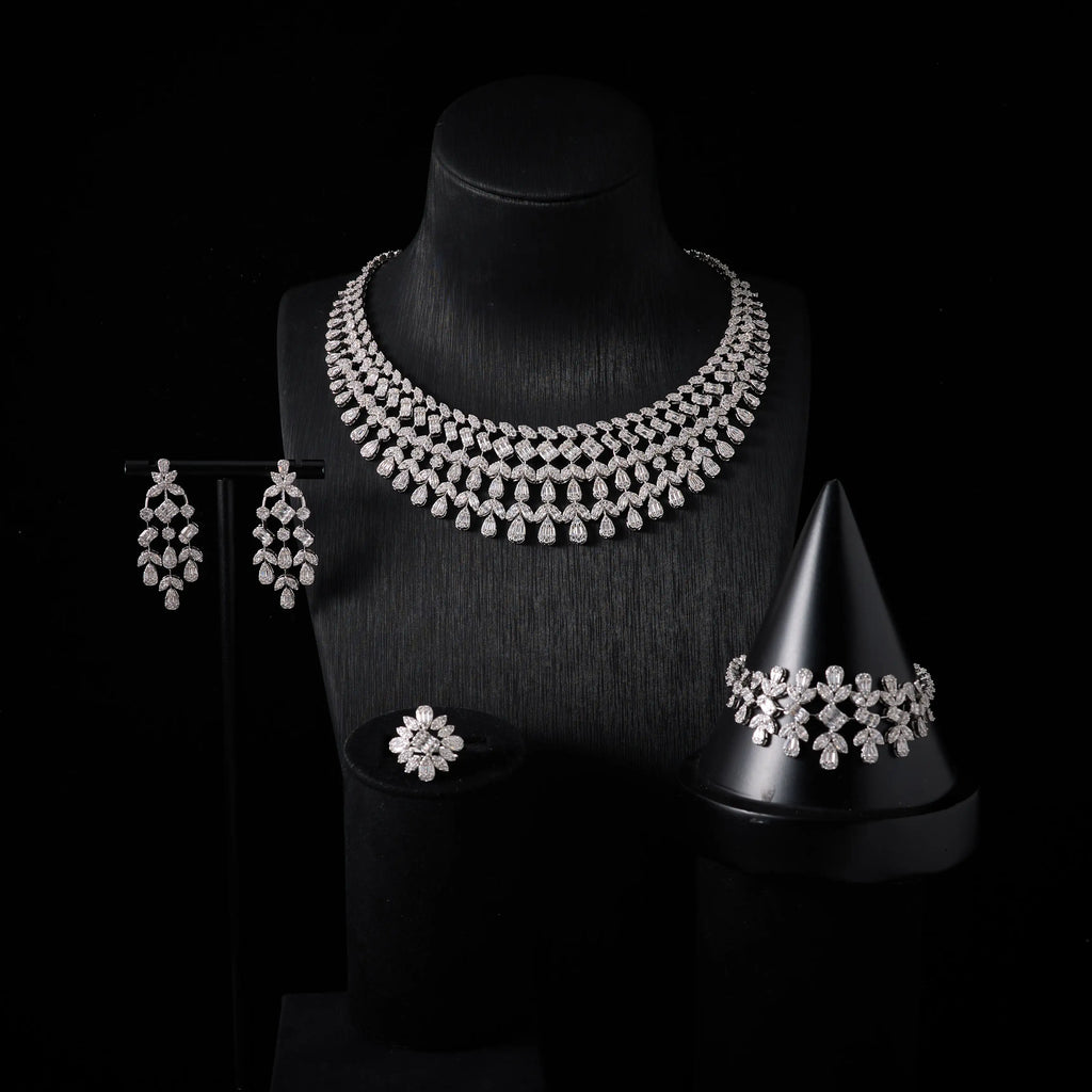 Women's Wedding Cubic Zircon Jewelry and Accessories Bridal Jewellery Set Luxury New in Matching Sets
