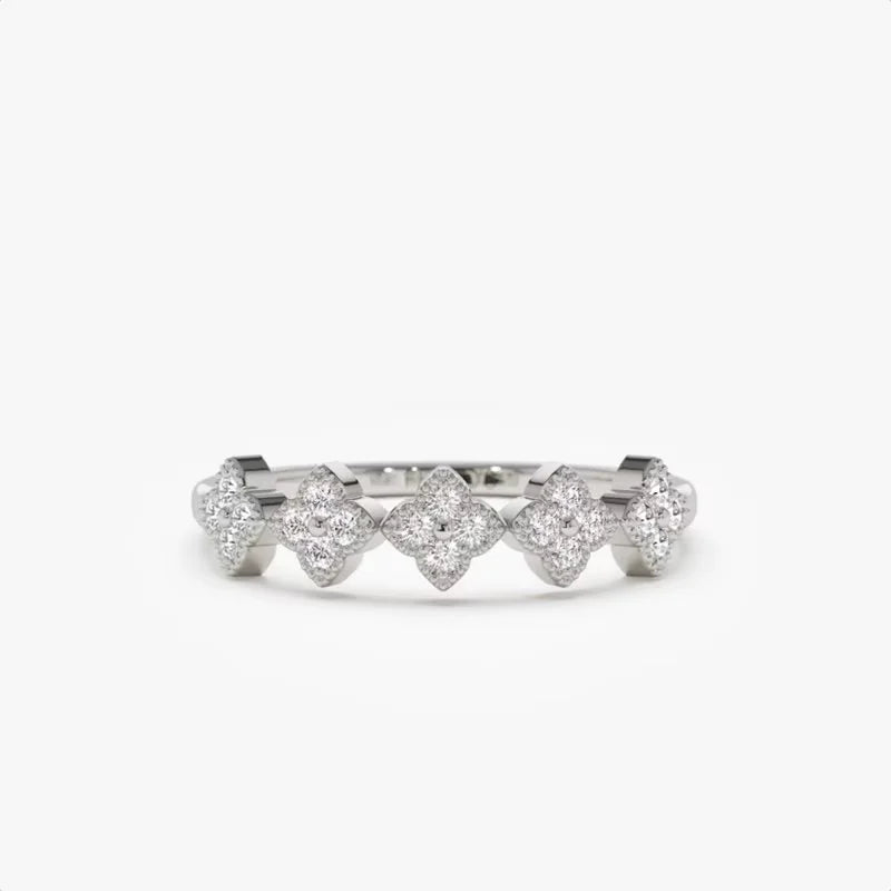 2mm Moissanite Ring With Certificate 925 Sterling Silver Cluster Flower Wedding Rings For Women 14k Gold Plated Jewelry
