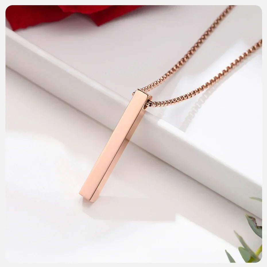 Vnox 5mm Pillar Necklace for Men Women, Stainless Steel 3D Bar Pendant, Minimalist Simple Casual Unisex Neck Collar