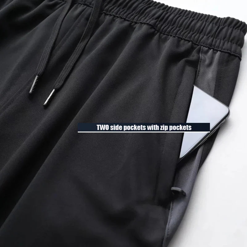 Men Sport Pants Running Pants With Zipper Pockets