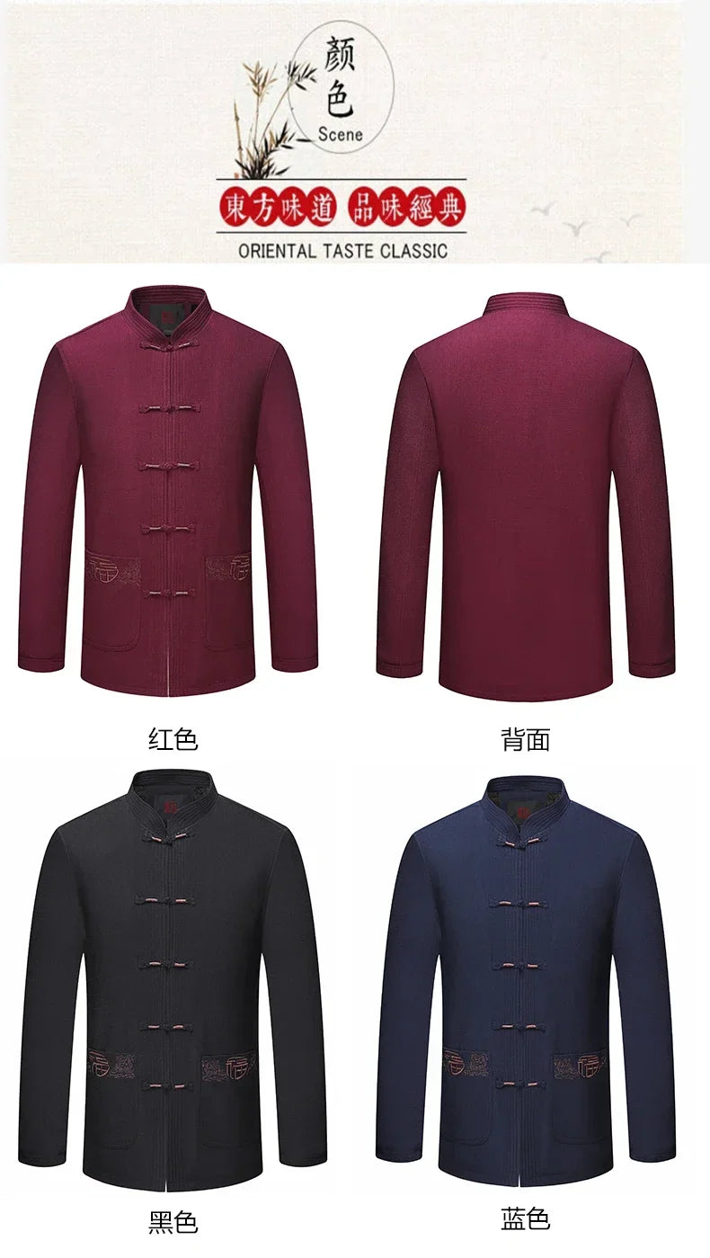 Spring and Autumn New Middle-aged and Elderly Men Father Tang Jacket Chinese Style Hanfu National Wind Grandpa Coat Jacket