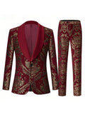 Mens Suit Jacquard Silm Tuxedo Suit