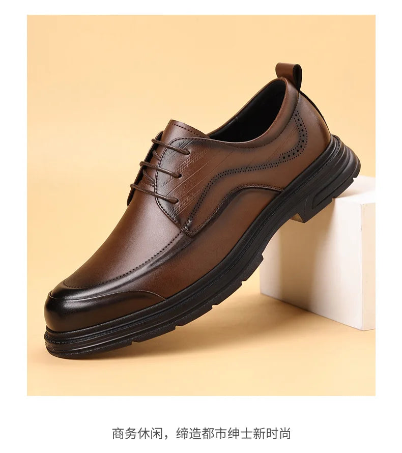 British Retro Formal Leather Shoes for Men Autumn New Designer Platform Dress Shoes Male Fashion Lace Commuter Office Shoe Man