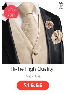 Black Red Floral Mens Vest Tie Set Jacquard Waistcoat Sleeveless Jacket Necktie Hanky Cufflinks Wedding Business XXL