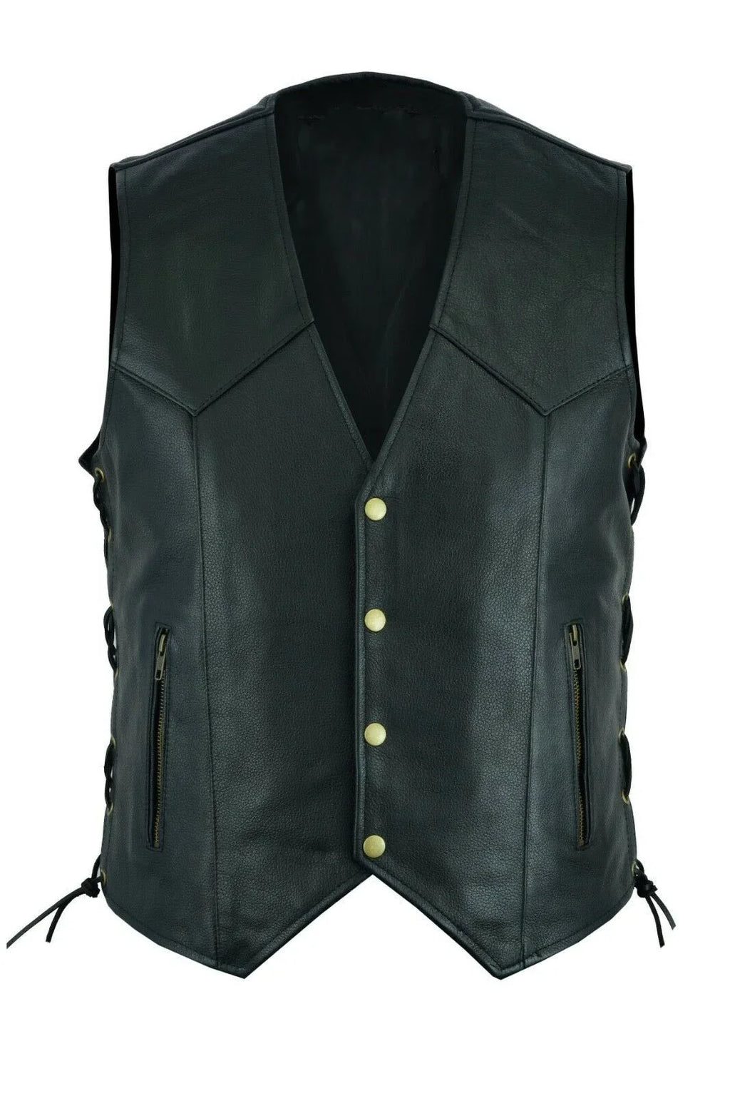 Vest Leather Punk Fashion Casual Coat Motorcycle Vest Men Solid Vest Fleet