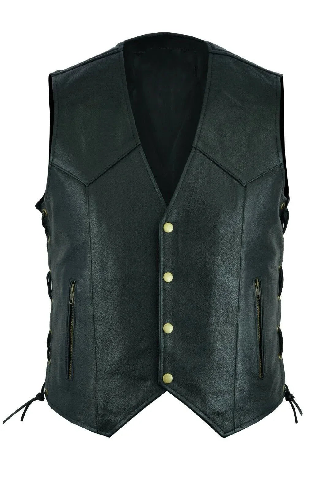 Vest Leather Punk Fashion Casual Coat Motorcycle Vest Men Solid Vest Fleet