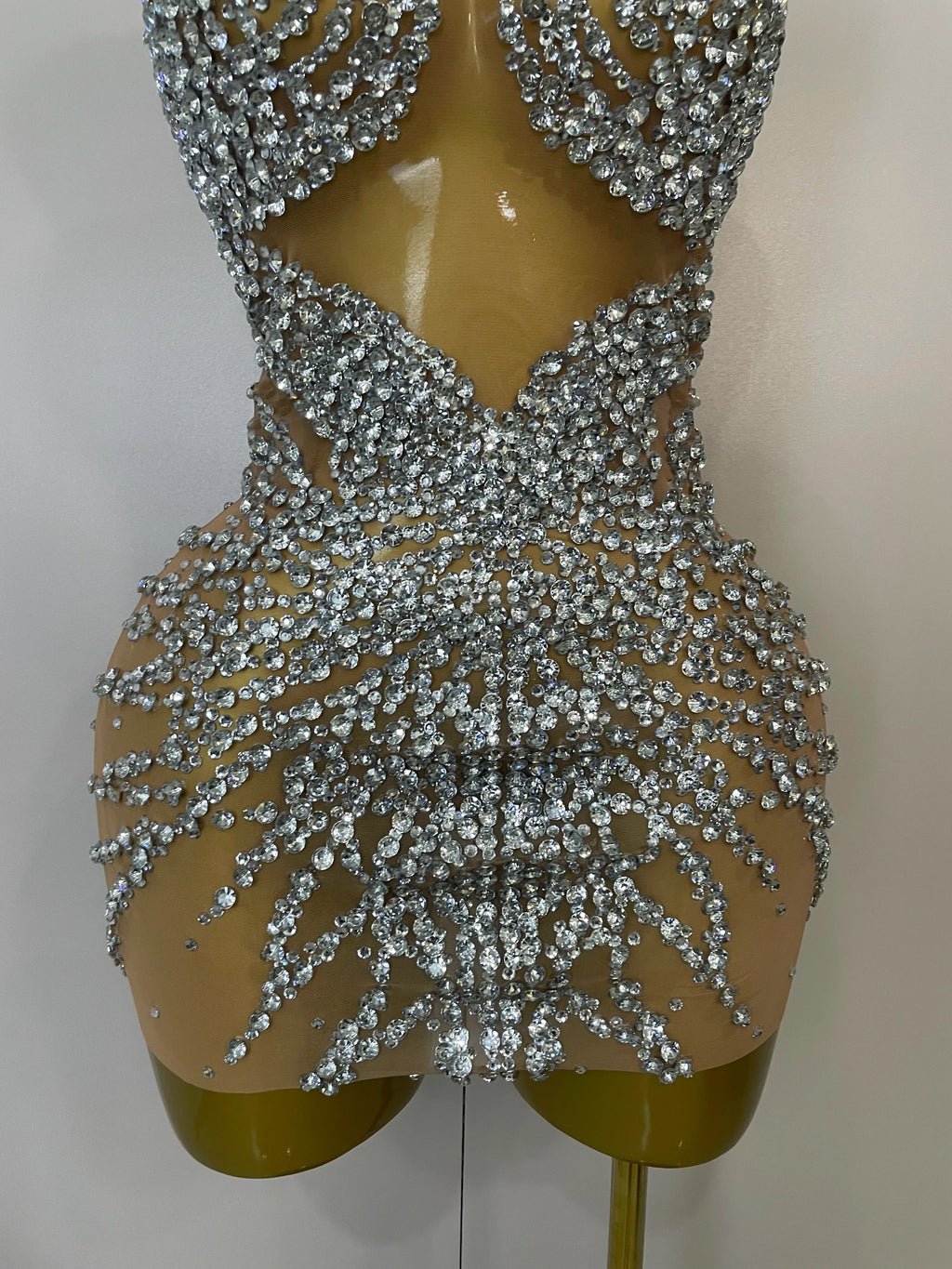 Sparkly Rhinestones Sexy Mesh See Through Dress Party Evening Prom Celebrate Birthday Dress Singer Dancer Show Stage Wear