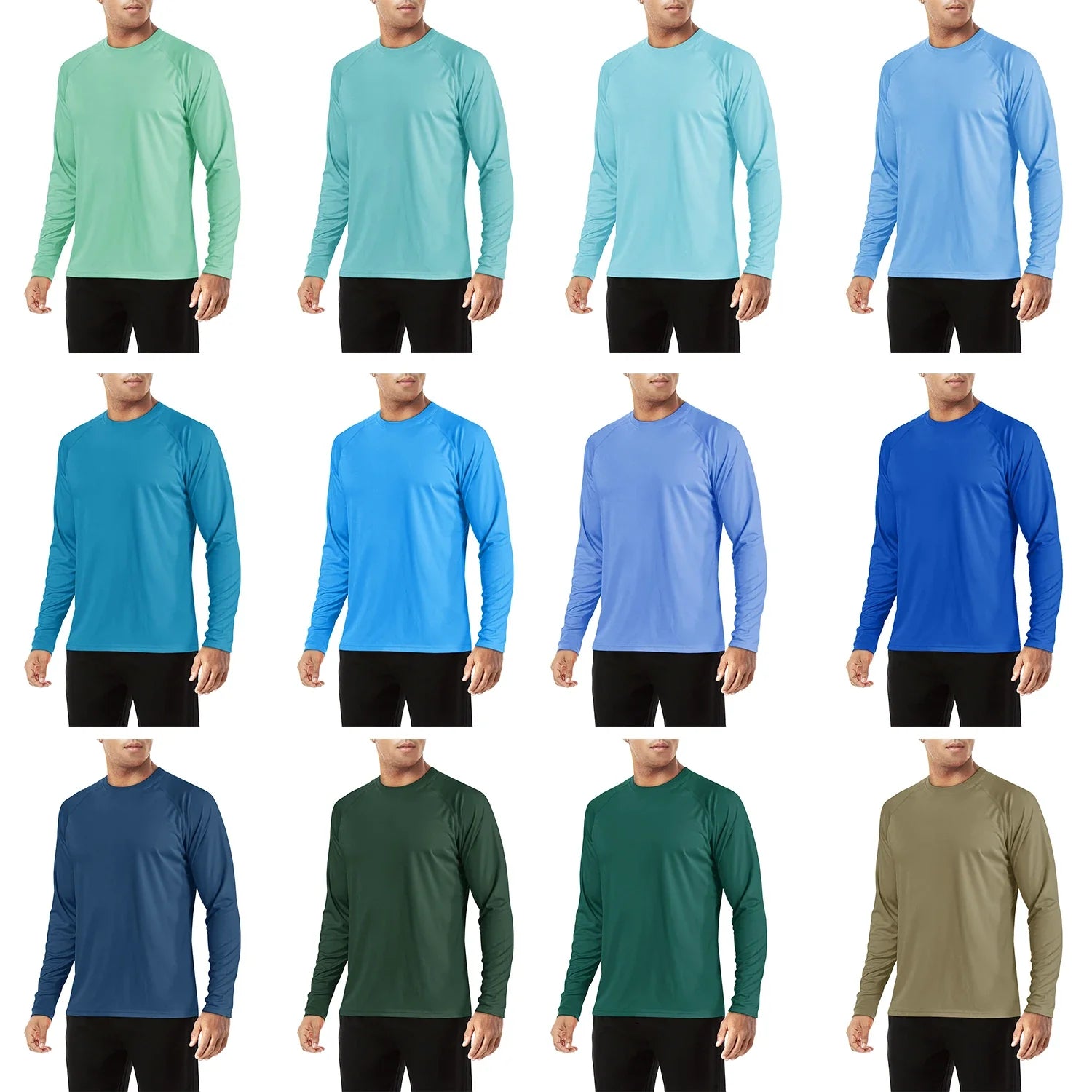 Men's Sun Protection T-shirts Summer UPF 50+ Long Sleeve Performance Quick Dry Breathable Hiking Fish T-shirts UV-Proof