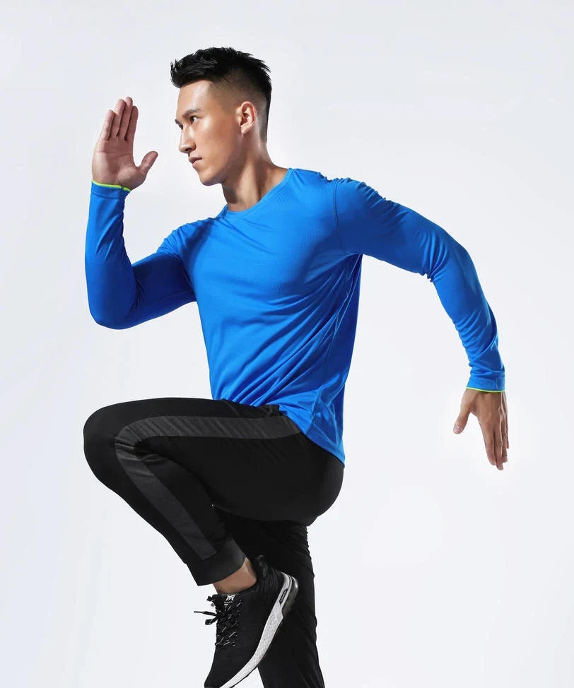 Men Running Sport Shirts Tops Long Sleeve Plus Size Tees Dry Fit Breathable Training Clothes Gym Sportswear Fitness Sweatshirts