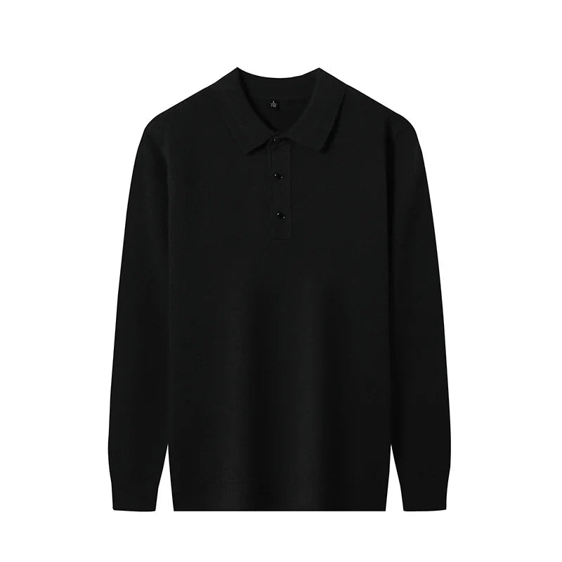 Fashion Autumn And Winter New Cashmere Sweater Men's High Quality Pullover Casual Loose POLO Knitted Bottom Shirt Jacket Shirt