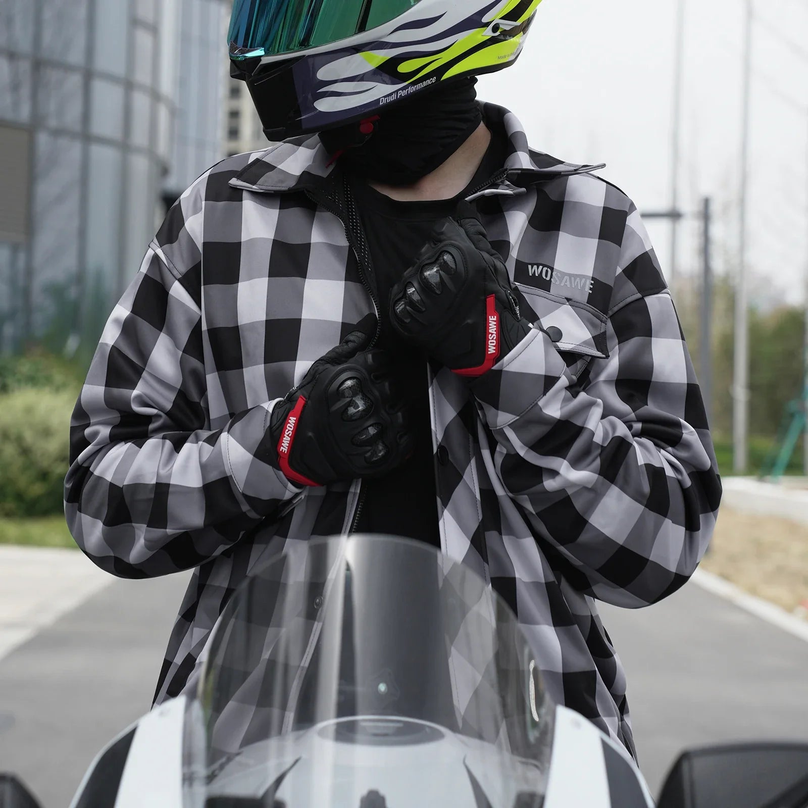 Men's Women's Winter Motorcycle Jacket Warm Motocross Motorbike Checkered Casual Outdoor Riding Shirts