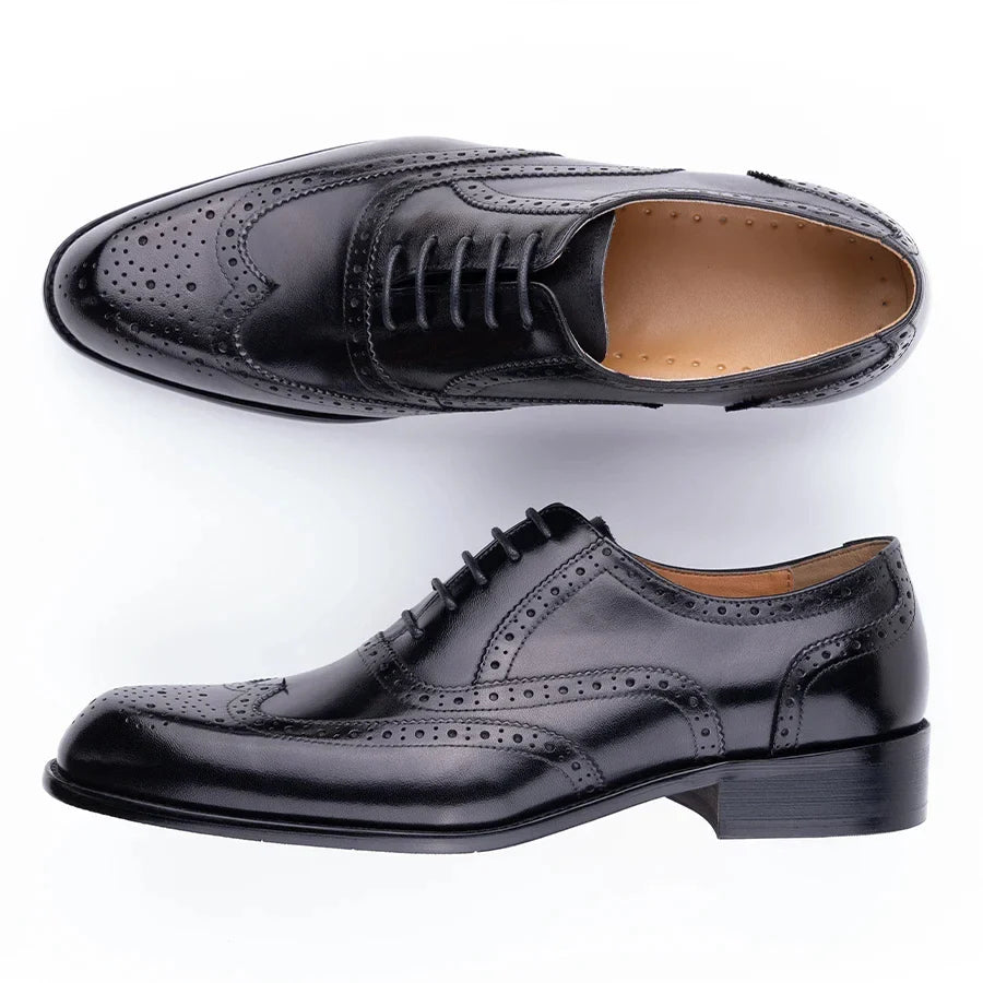Fashion New Trend Oxford Shoe Mens Handmade Carving Craft Wedding Party Shoes Elegant Genuine Leather Lace Up Derby Shoes
