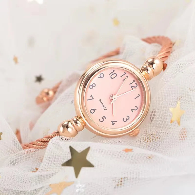Luxury Women's Watch Small Gold Bangle Bracelet Watches Stainless Steel Retro Ladies Quartz Wristwatch Female Thin Chain Clock