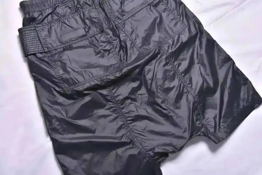 Dark Style Double Ring Fharem Knee Legnth Pants Summer High Street Fashion Drawstring Loose Fit Black Men 's Shorts 12C1243