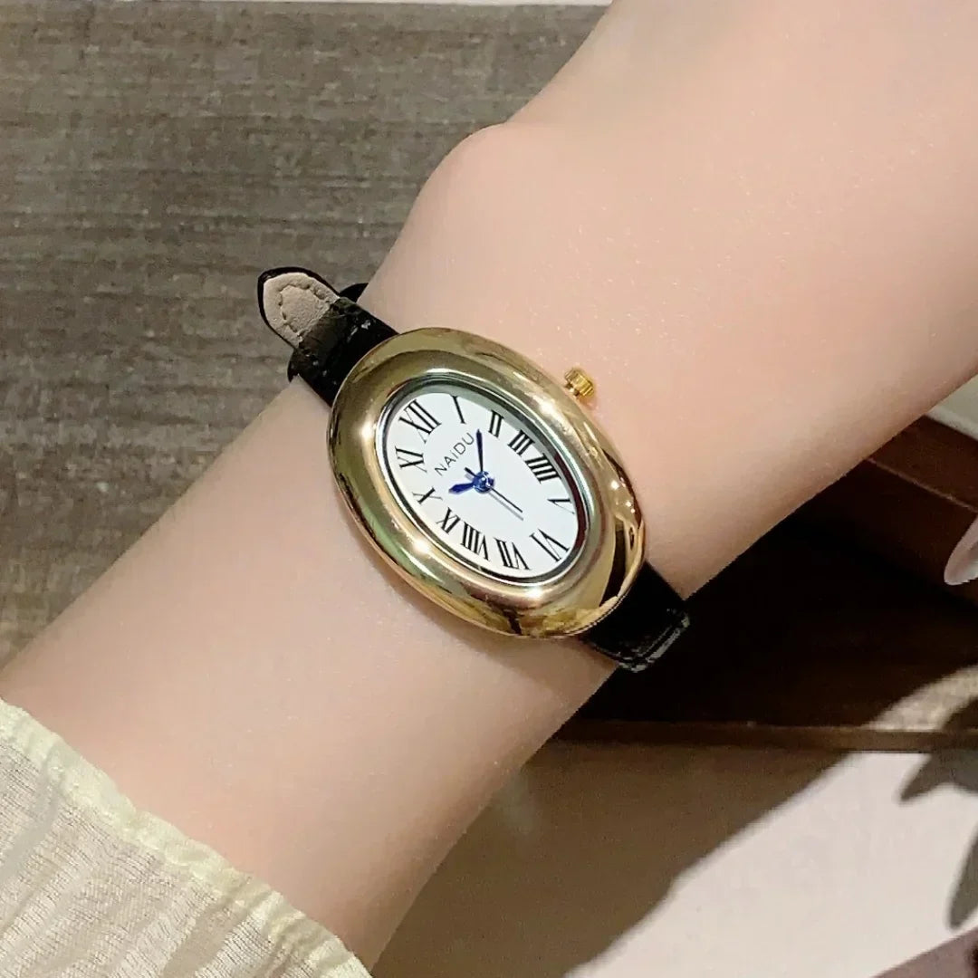 Fashion Oval Dial Women's Watch Casual Leather Band Analog Quartz Watches Female Wristwatch Dropshipping Clock Reloj De Mujer