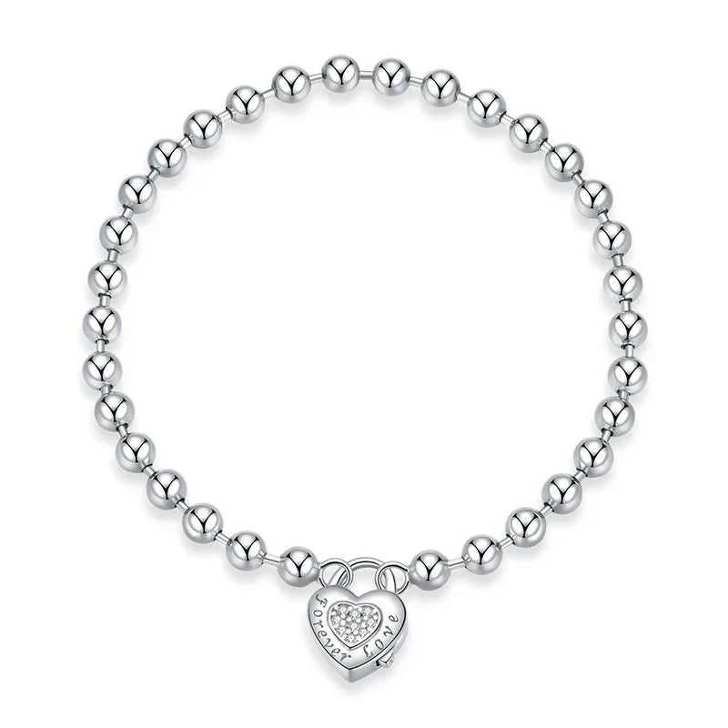Silver Bead Chain Bracelet 925 Sterling Silver Simple Love Chain Women Fashion Basic Bracelets SCB203