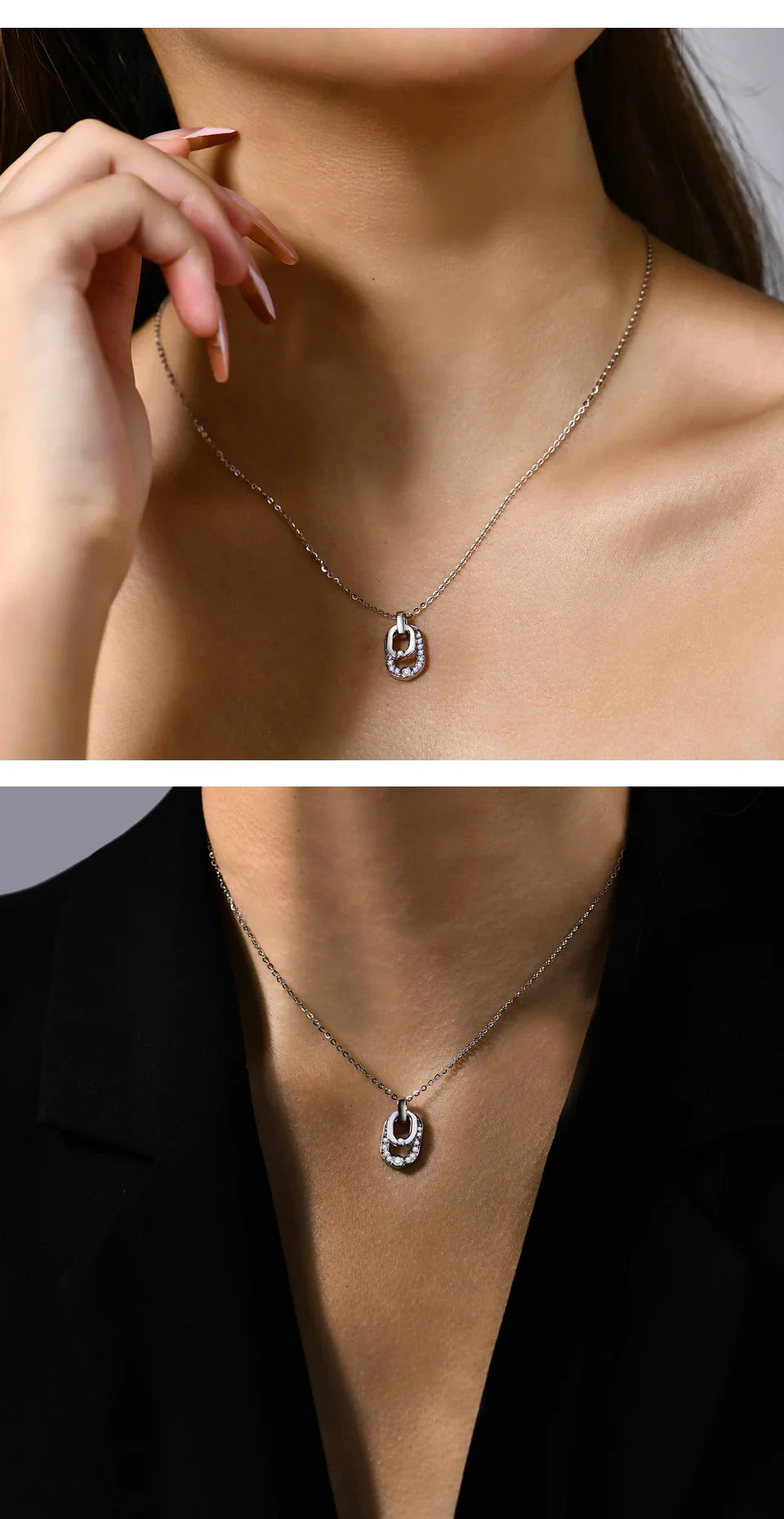 2024 Luxury Round Cut 2.2mm Moissanite Pendant Necklace For Women 925 SIlver Sparkling Wedding Party  Fine Jewelry Gift