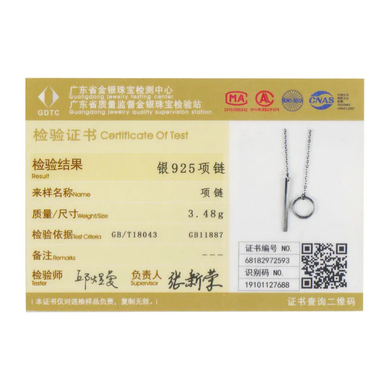 Genuine 925 Sterling Silver Round Circle Line Geometric Pendant Necklaces for Women Sterling Silver Jewelry SCN304