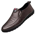Mens PU leather slip-on loafers casual non-slip walking flats breathable shoes
