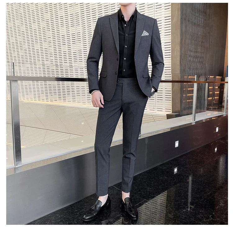2025 Men's Business Suit Slim-fit Wedding Dress Two-piece Set M-4XL Stylish Handsome All-in-one Banquet Trousers