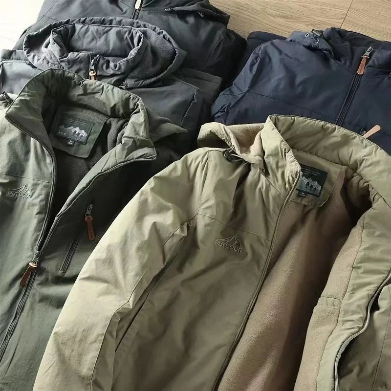 Autumn And Winter Padded And Thickened Outdoor Punching Jacket Casual Warm Tactical Plus Size Jacket Solid Colour Men's Clothing