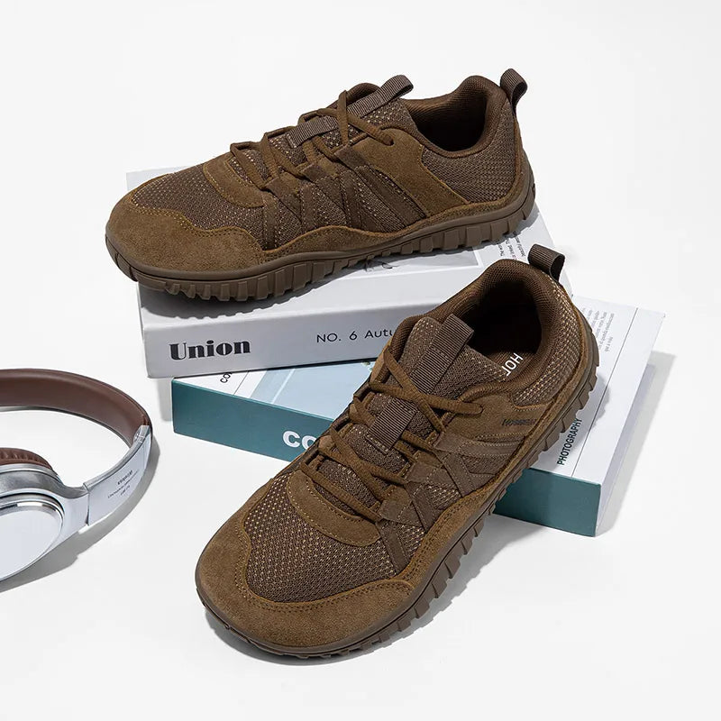 Wide Toe Walking Shoes Men Women Non Slip Outdoor Sneakers Lace Up Mesh Breathable Running Shoes