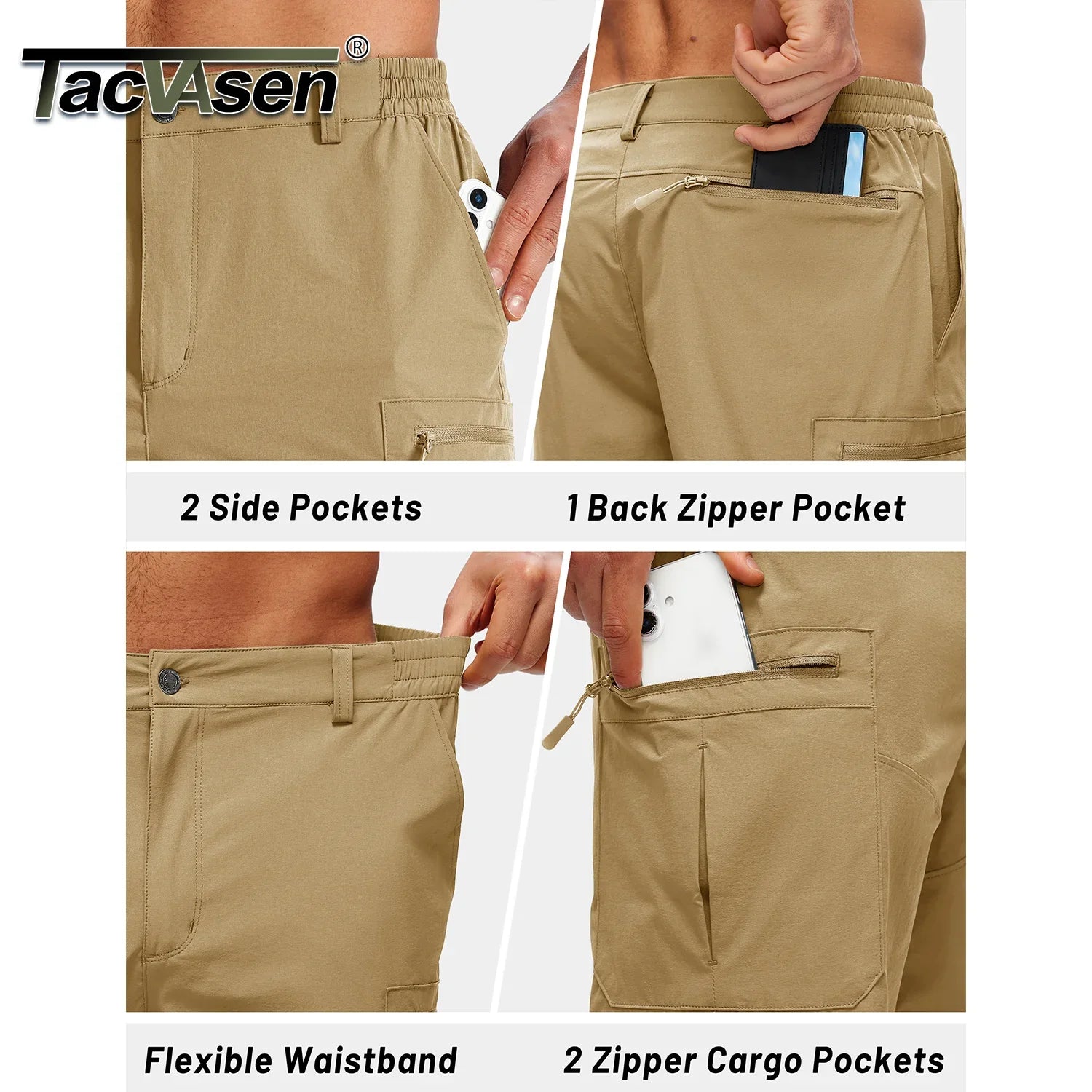 Men's Hiking Cargo Shorts 9" Quick Dry Lightweight Water Resistant Nylon Shorts Summer Casual Golf Work with 5 Pockets
