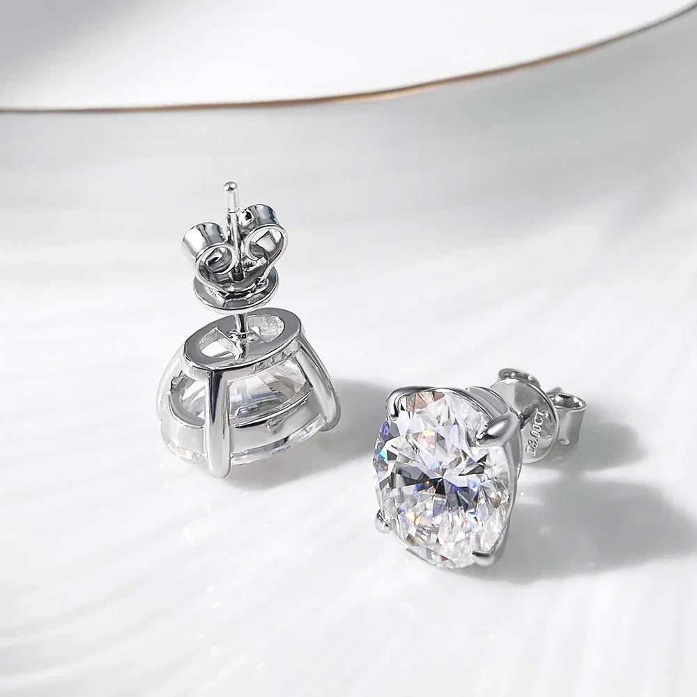 1-4CT Oval Cut D Color Moissanite Diamond Stud Earrings GRA Certified For Women Unisex Gemstone Party 925 Silver Earring