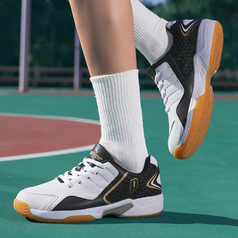 Professional Leather Men Badminton Shoes Couple Anti-Slip Training Sneaker Lightweight Women Tennis Shoes Volleyball Sport Shoes