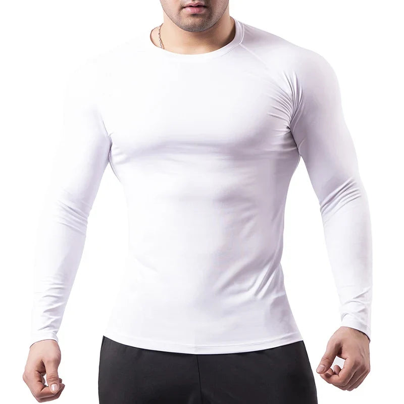 Men's Long Sleeves T-shirt Fitness Sportswear Spring Autumn Athletic Quick Dry T-shirt Gym Running Sports Outdoor Tops for Men