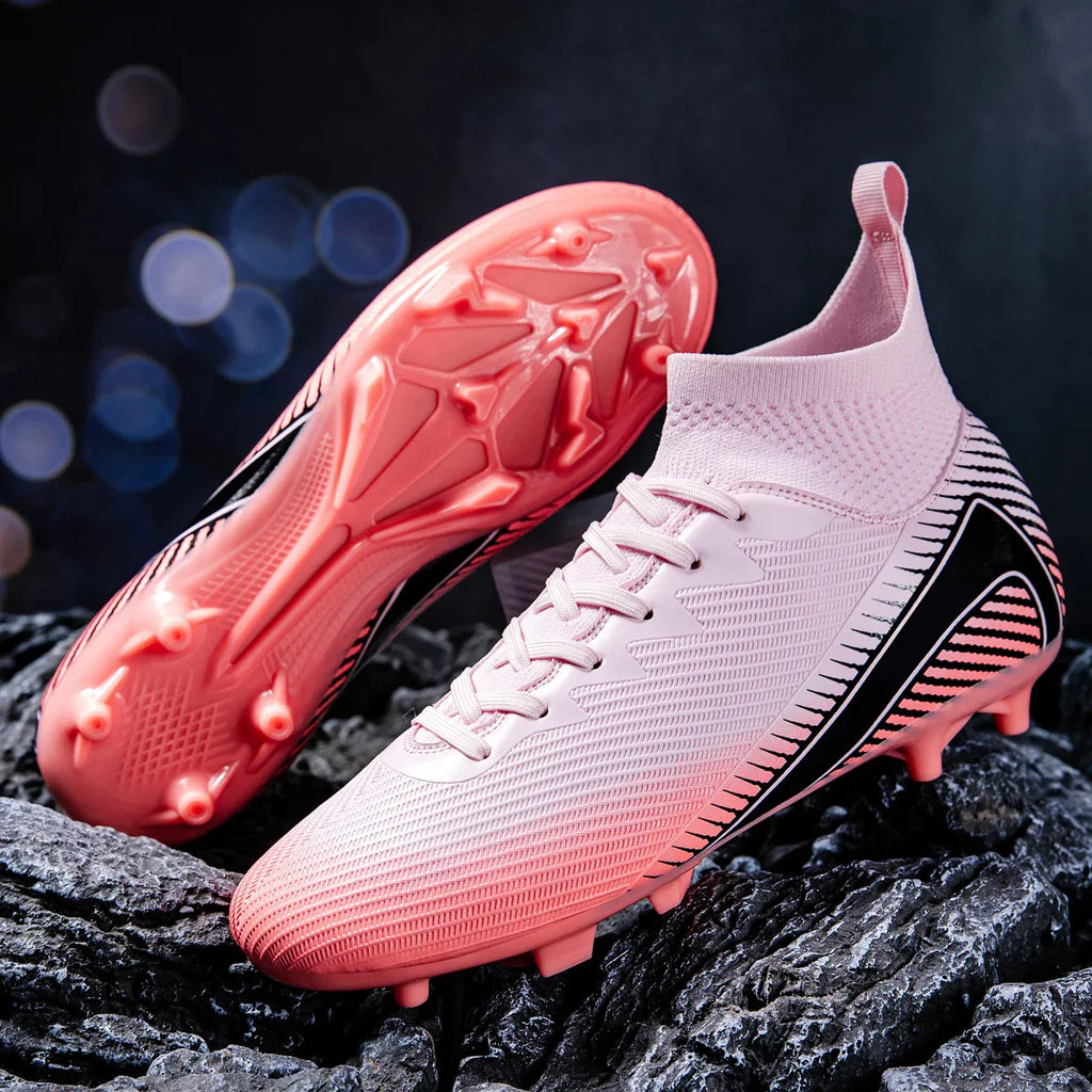AG/FG Football Boots Unisex Kids Youth PU+Fabric Upper TPU Sole Anti-Slip Durable Outdoor Sports Pitch Training Shoes
