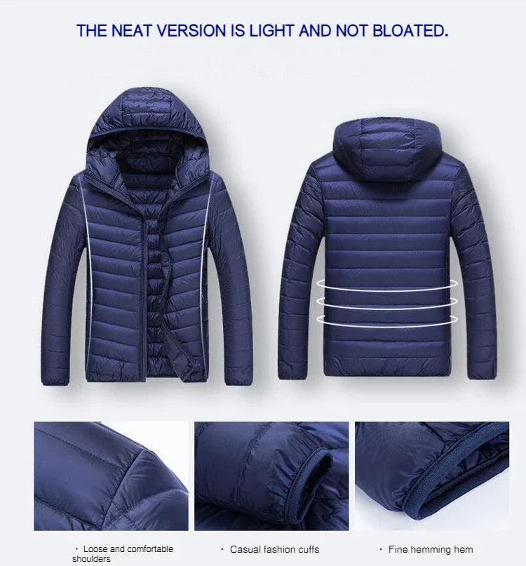 Autumn Winter Down Jacket Men Ultra Light Windproof Waterproof Anti Fouling Anti-Oil White Duck Portable Hooded Coat Male