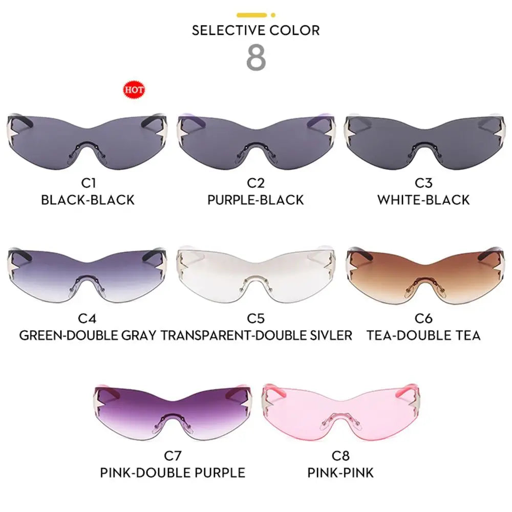 2025 Fashion Punk Y2K Sunglasses for Women Men Trendy Wrap Around Sun Glasses Shades Star Decoration Eyewear UV400 Goggles