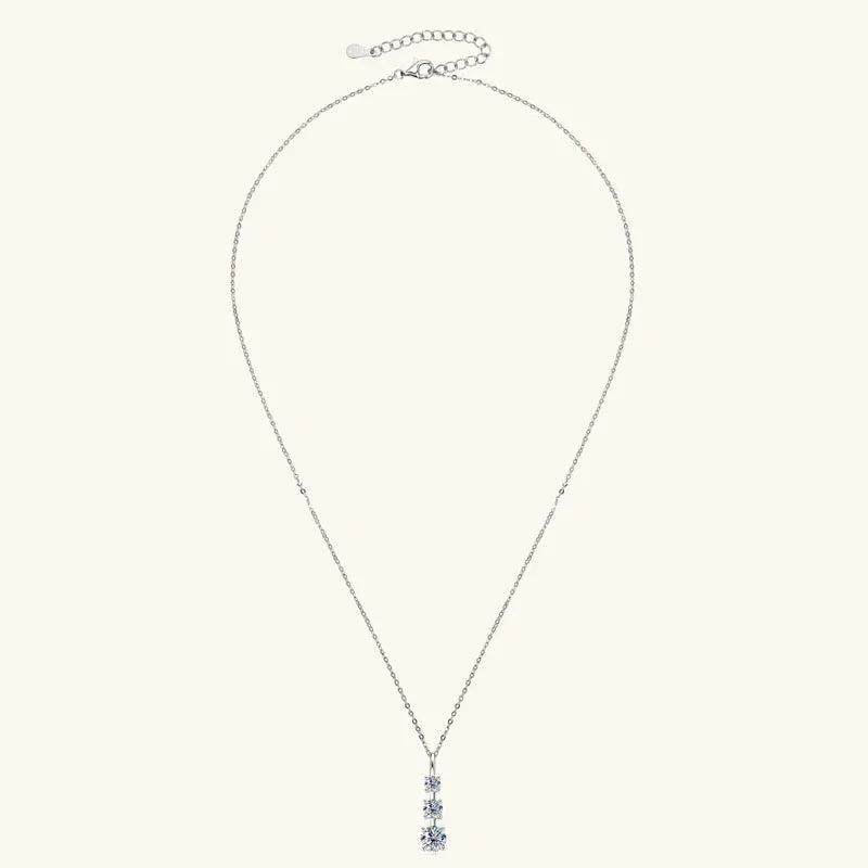 Certified D Color Three Stone Moissanite Pendant Necklace Collar Plata 925 Sterling Silver Necklaces for Women Jewelry