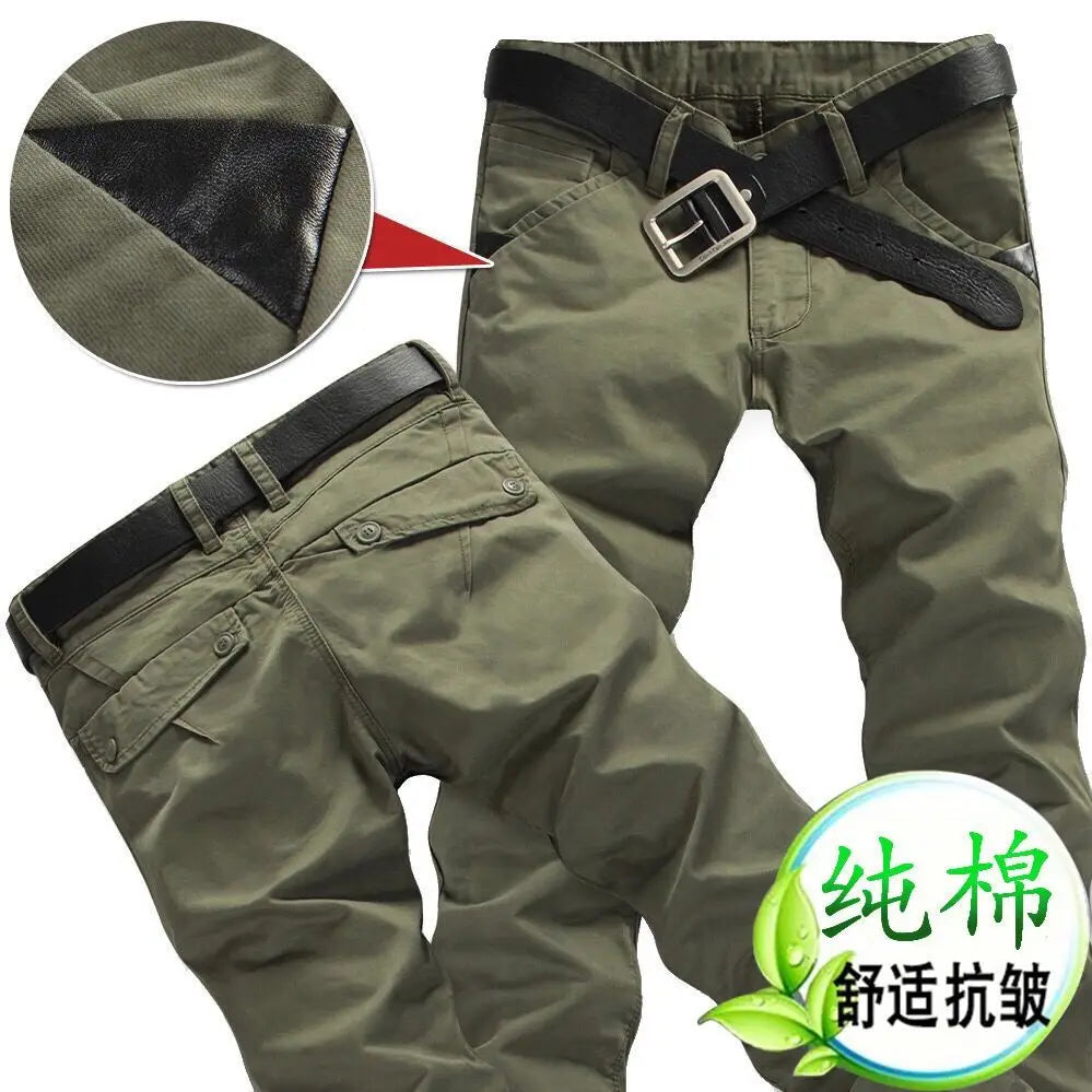 Spring and Summer Men's Casual Thin Labor Cargo Work Wear Army Slim Straight Overalls Cotton Long Pants Large Size Trousers