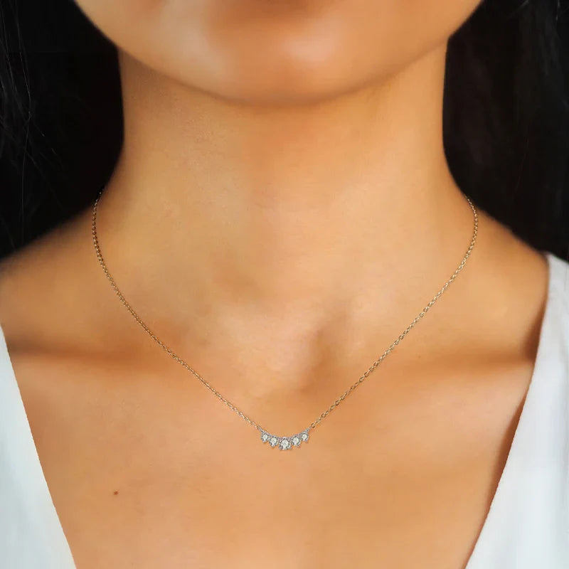Moissanite Pendant Necklace 925 Silver Original Certified Chain For Women Exquisite Cluster Necklaces Anniversary Jewelry