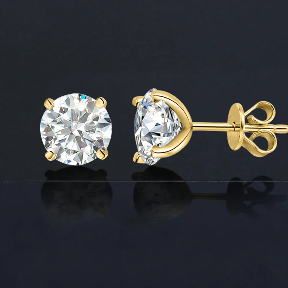 0.2-5ct Moissanite Stud Earring for Women Men Round D Color Diamond 925 Sterling Silver 18K Gold Plated Jewelry with Certificate