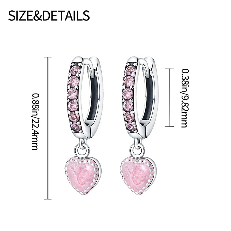 Earrings For Womens 925 Silver Color Pink Rainbow Horse Bear Bee Double Hoop Earrings Fine Engagement Anniversary Jewelry Gifts