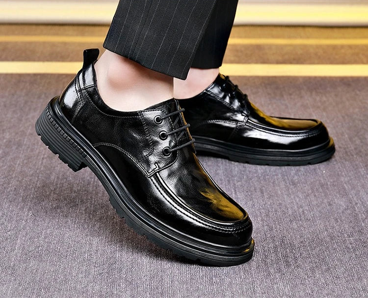 Business Formal Black Lace-up Style Leather Shoes for Men Spring Autumn New Designer Dress Shoes Male British Style Wedding Shoe