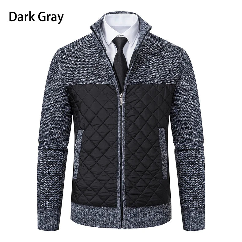 Autumn Winter Sweater Men's Loose Cardigan New Cold High Neck Jumpers Patchworked Windbreaker Casual Jackets