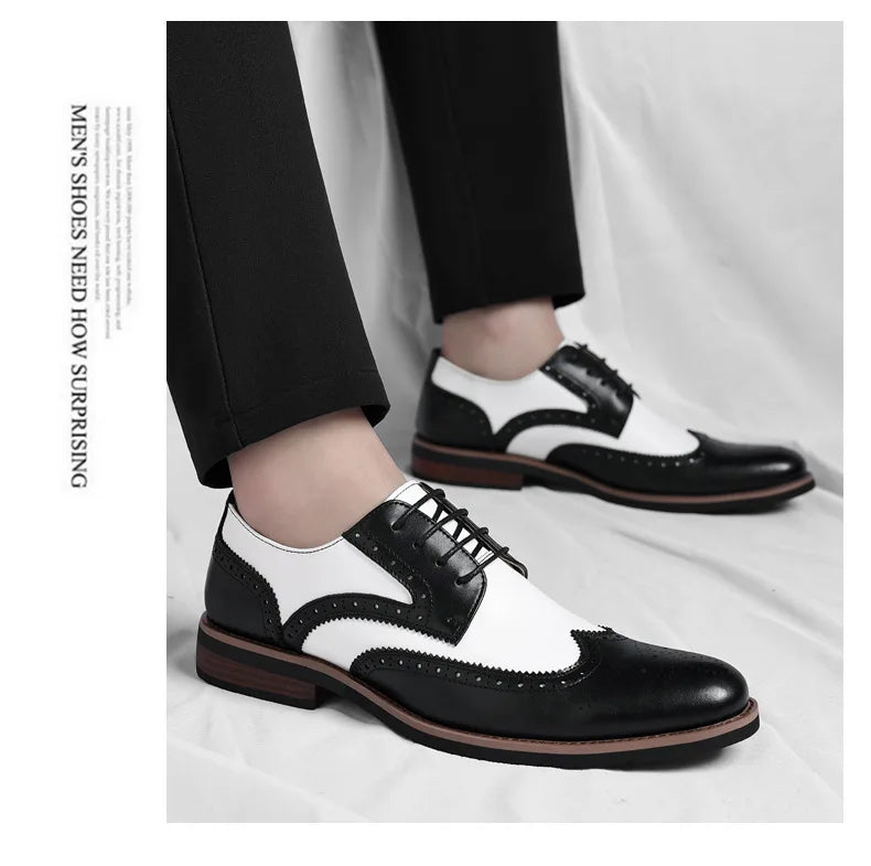 2026 New Brocker-carved Derby Men's Shoes Spring Summer New Business Formal Casual Shoes Male Fashion Big Size Leather Shoe Man