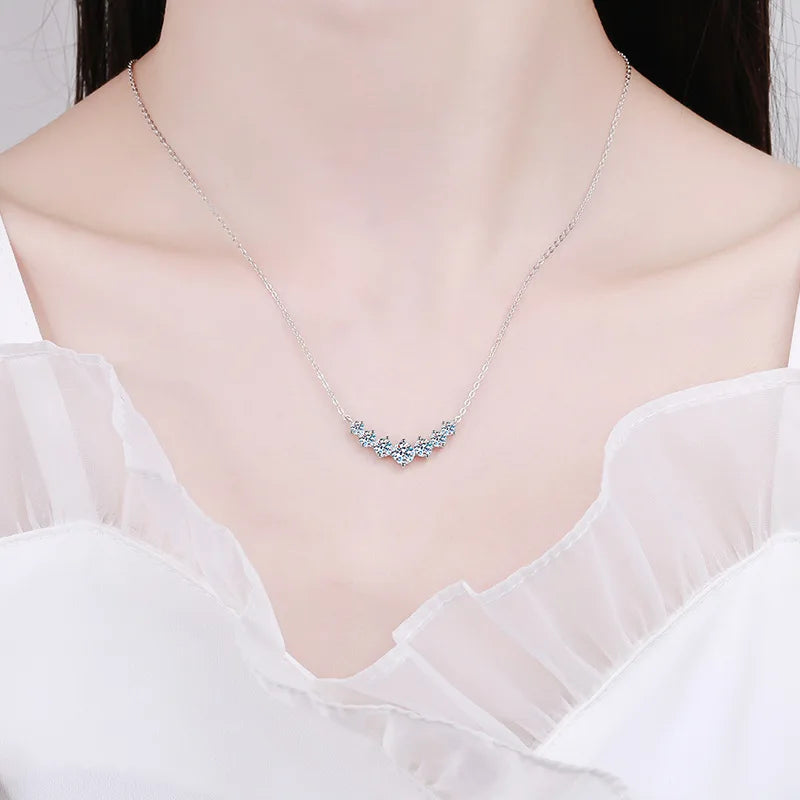 Sparkling 1.7/2.8/5cttw Full Moissanite Pendant Necklace for Women S925 Silver Plated 18K Gold Pass Diamond Test Necklaces