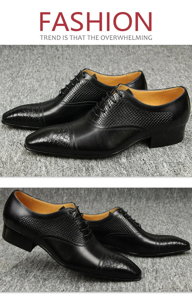 High-end Handmade Leather Shoes Men's Fashion Carved Brogue Shoes British Breathable Business Formal Shoes Pointed Oxford Shoes