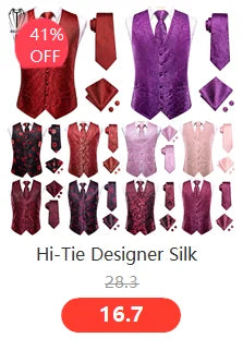 Fashion Silk Vest For Men Classic Gold Champane Yellow Waistcoat Jacket Tie Hankerchief Cufflinks Sets Dress Suit Wedding Hi-Tie