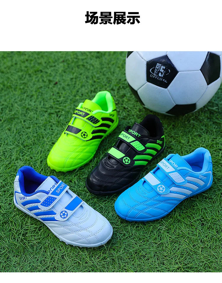 Green Children Turf Soccer Shoes Cheap Football Cleats Training Football Boots Kids Futsal Shoes Sneaker for Boy botas de fútbol