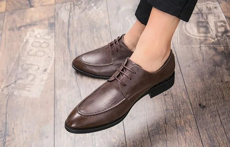 Men's British Style Leather Shoes Korean Version Pointed Toe Business Formal Trendy Versatile